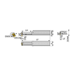 Indexable Grooving Toolholder:  A08-STCIR10-D07U,  0.0980″ Max Groove Width Uses 10 Inserts,  0.4750″ Shank Height,  Through Coolant