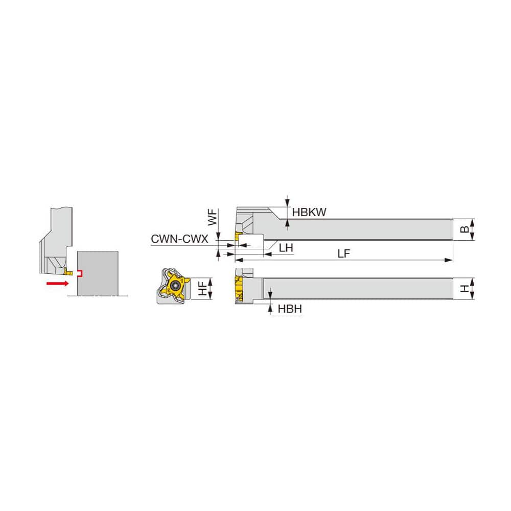 Indexable Grooving Toolholder:  STCFVR1616X18, Uses 18 Inserts,  No