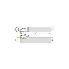 Indexable Grooving Toolholder:  QSER12-4T33,  0.1181″ Max Groove Width 1.2990″ Max Depth,  Uses 3 Inserts,  0.7500″ Shank Height,  3/4″ Shank Width,  No