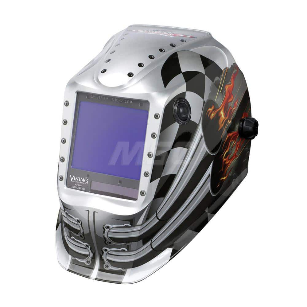 Welding Helmet: Silver, Nylon, Shade 5 to 13, Ratchet Adjustment