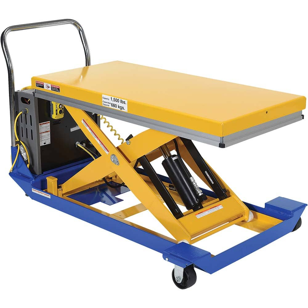 Vestil - Lifting Tables; Type: Scissor Cart ; Lift Style: Scissor ; Style: Portable Battery-Operated ; Load Capacity (Lb.): 1500.000 ; Minimum Height (Inch): 10-1/2 ; Lift Height (Inch): 42-1/2 - Exact Industrial Supply