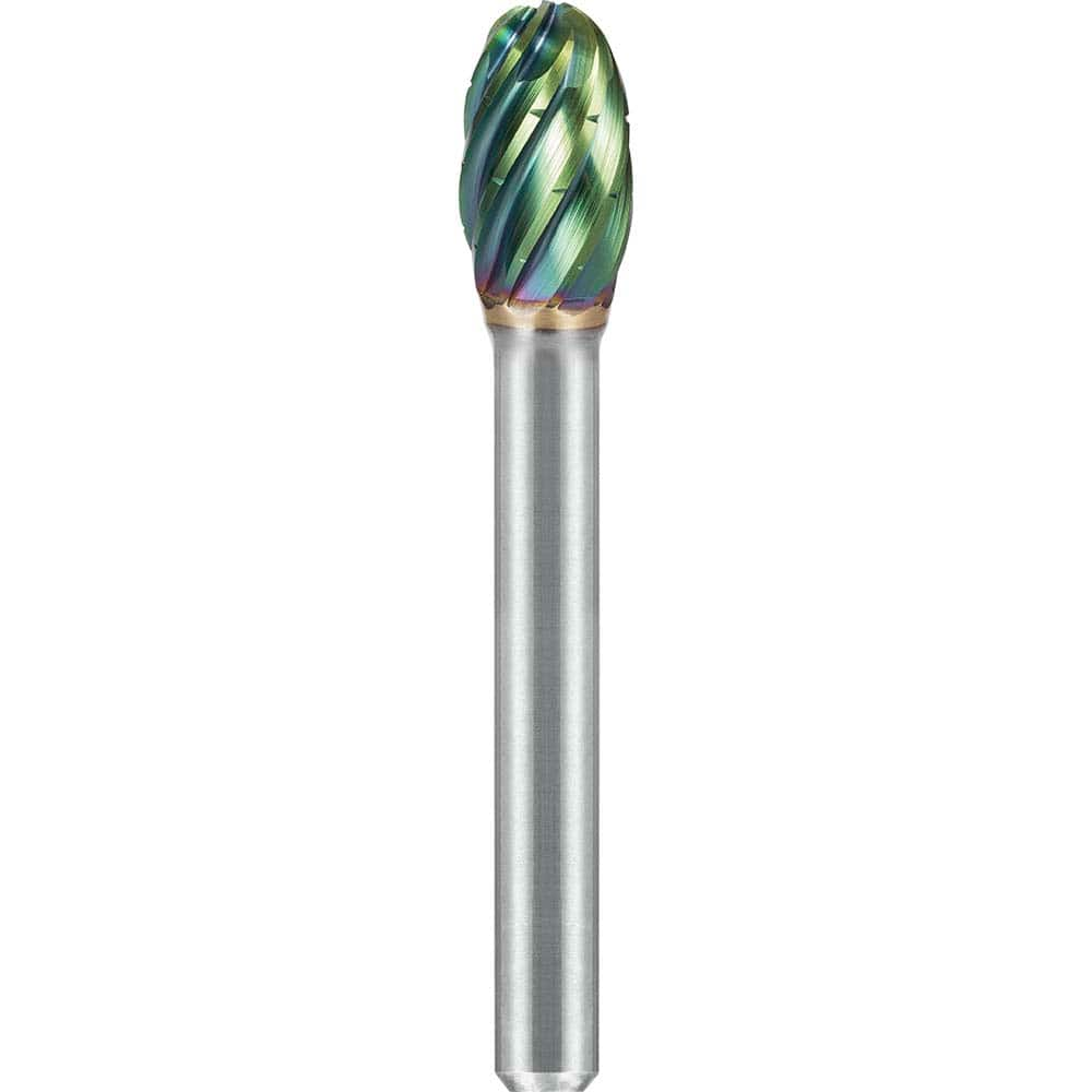 SGS Pro - SE-3, 3/8" Cut Diam, 1/4" Shank Length, NG6, Tungsten Carbide Oval Burr - Exact Industrial Supply