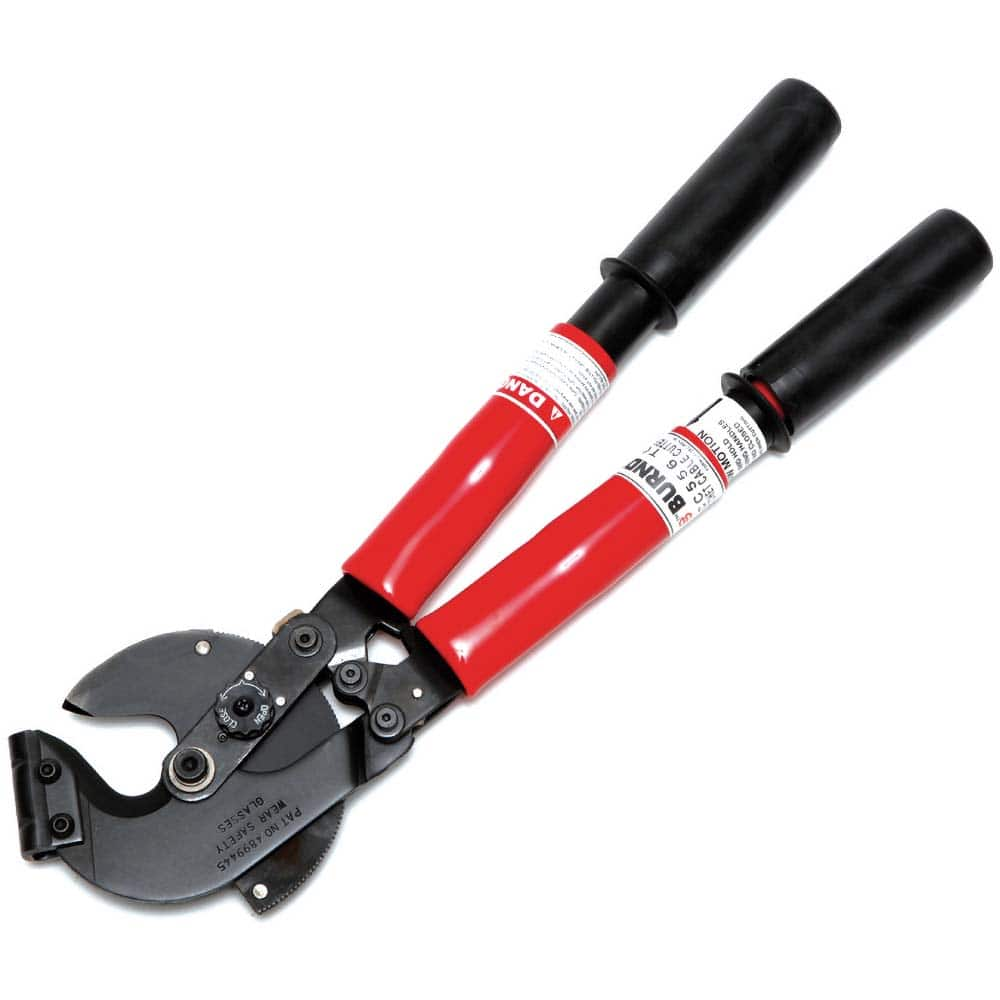 Burndy - Cutting Pliers; Type: Rachet Cable Cutter ; Insulated: No ; Overall Length Range: 10" and Longer ; Capacity (Inch): 1.4 ; Overall Length (Inch): 21 ; Cut Style: Center Cut - Exact Industrial Supply