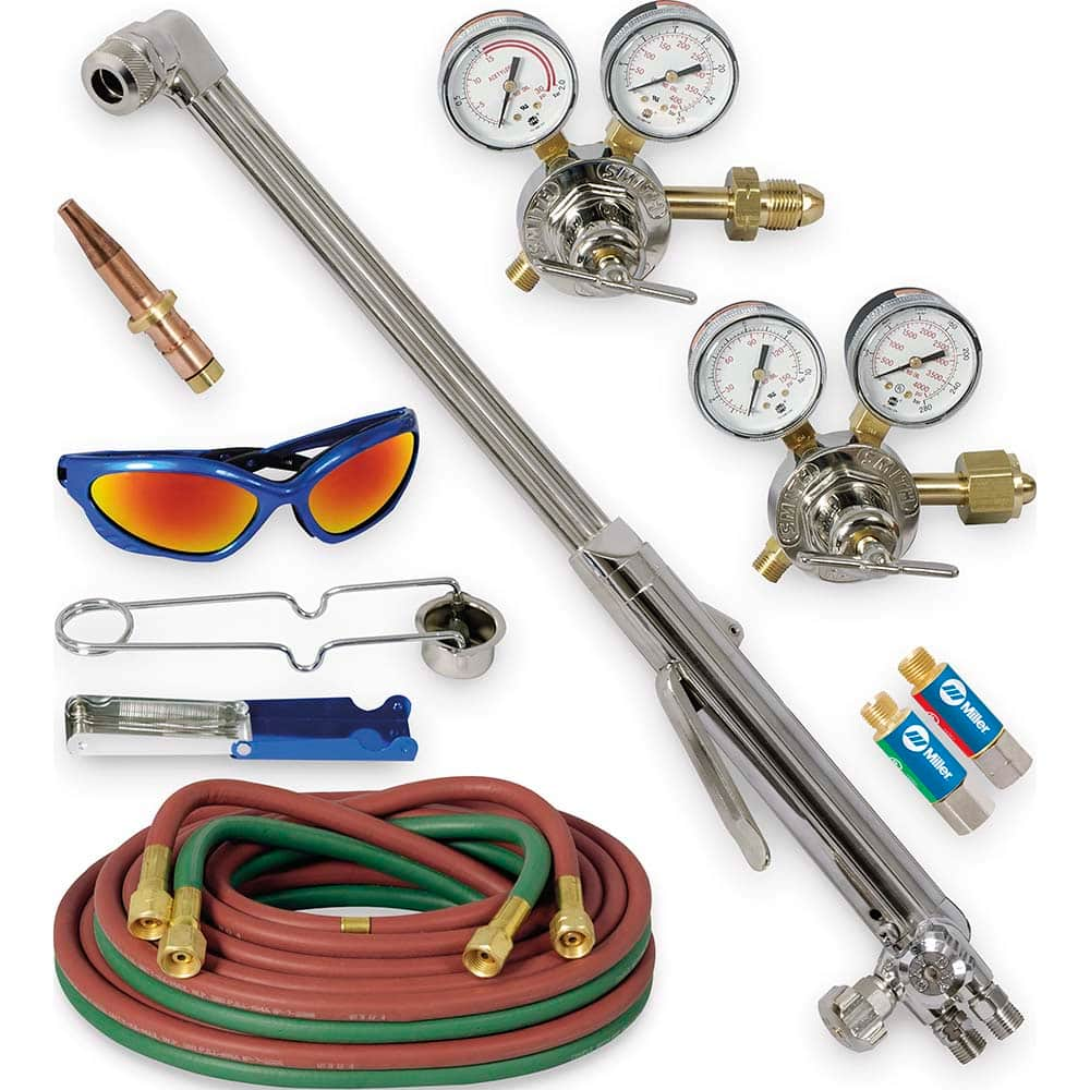 Oxygen/Acetylene Torch Kits; Type: HD Oxy/Acetylene Outfit; Accessories: 20' R-Grade Twin Hose; Torch-mount Flashback Arrestors; Shade #5 Safety Glasses; Striker; Tip Cleaner; Style: Heavy-Duty Series 30