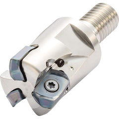 Indexable High-Feed End Mill: 1-1/4″ Cut Dia, 0.6693″ Modular Connection Shank Uses 5 LOMU Inserts, 0.0984″ Max Depth, 1.58″ OAL, Through Coolant