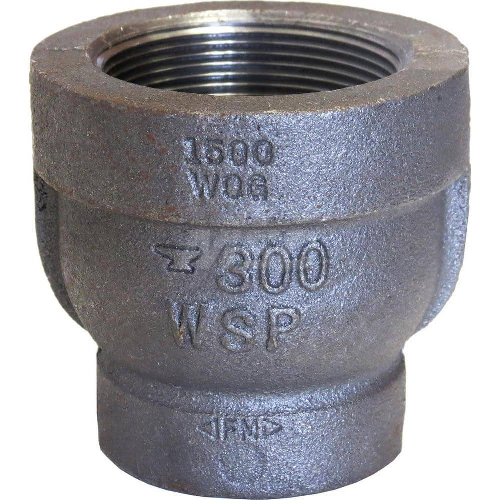 Black Reducing Coupling: 1 x 1/2″, 300 psi, Threaded Malleable Iron, Black Finish, Class 300