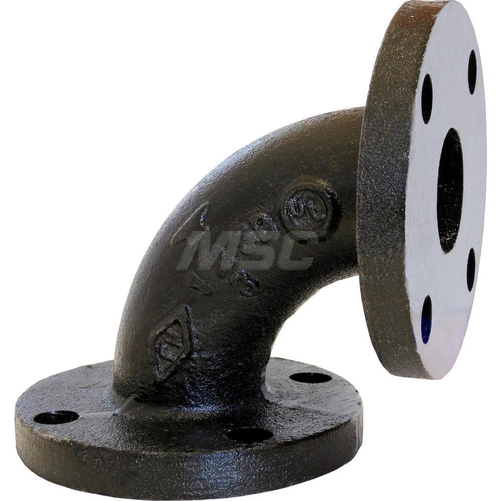 Black 90 ° Flanged Elbow: 12″, 125 psi, Threaded Cast Iron, Black Finish, Class 125