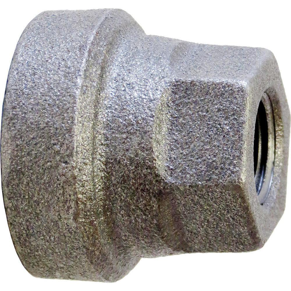 Black Reducing Coupling: 1-1/2 x 1″, 125 psi, Threaded Cast Iron, Black Finish, Class 125