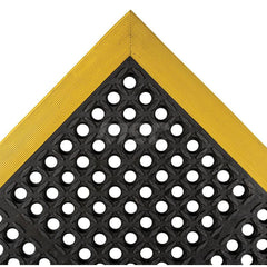 Anti-Fatigue Mat: 40″ Length, 28″ Wide, Natural Rubber, Beveled Edge, Standard-Duty Black & Yellow