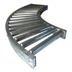 Gravity Conveyors; Conveyor Type: Roller; Component: 90 Degree Curved Conveyor; Telescopic: No; Roller Diameter (Decimal Inch): 1.9000; Overall Width: 19; Wheel Material: Galvanized Steel; Minimum Extended Length: 46.0000 in; Maximum Extended Length: 46.0