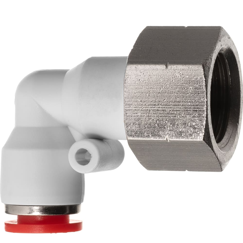 Push-To-Connect Tube Fitting: Female Elbow, 1/4″ OD Polybutylene, 350 psi