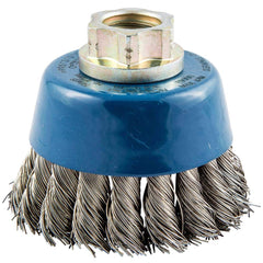 Norton - 2-3/4" Diam 5/8-11 Threaded Arbor Stainless Steel Fill Cup Brush - Caliber Tooling