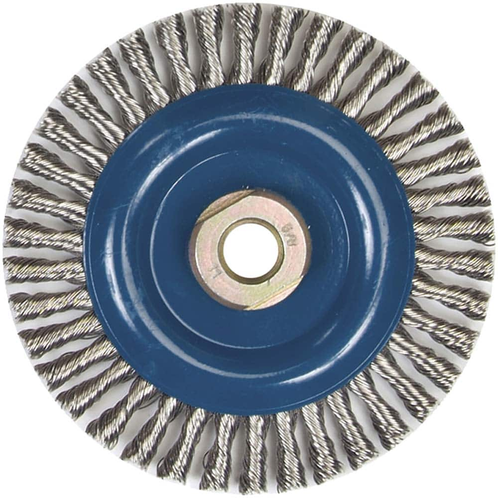 Norton - 5" OD, 5/8-11 Arbor Hole, Stringer Bead Stainless Steel Wheel Brush - Caliber Tooling