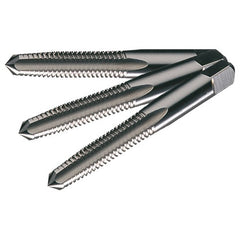 ‎5/16-24 UNF Flute Carbon Steel Standard Taper, Plug, and Bottoming Hand Tap Set- Bright - Exact Industrial Supply