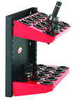 CNC Machine Mount Rack - Holds 28 Pcs. 40 Taper - Black/Red - Caliber Tooling