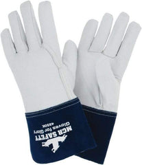 MCR Safety - Size L Kevlar Lined Goatskin Welding Glove - White/Blue, Pair - Caliber Tooling