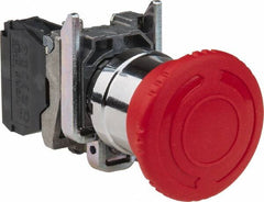 Schneider Electric - 22mm Mount Hole, Extended Mushroom Head, Pushbutton Switch Only - Round, Red Pushbutton, Illuminated, Maintained (MA), Shock and Vibration Resistant - Caliber Tooling