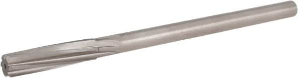 Hertel - 17/32" High Speed Steel 6 Flute Chucking Reamer - Spiral Flute, 0.4355" Straight Shank, 2" Flute Length, 8" OAL - Caliber Tooling