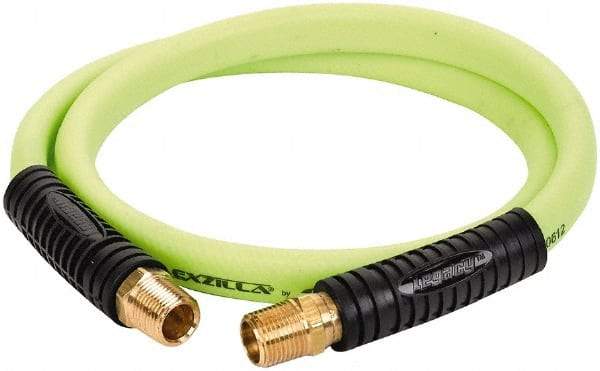 Legacy - 1/2" ID x 0.74" OD 4' Long Lead-In Whip Hose - FNPT x MNPT Swivel Ends, 300 Working psi, 140°, 1/2" Fitting, Green - Caliber Tooling