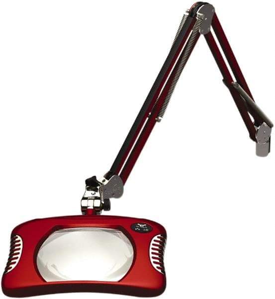 O.C. White - 43 Inch, Spring Suspension, Clamp on, LED, Blaze Red, Magnifying Task Light - 8 Watt, 7.5 and 15 Volt, 2x Magnification, 5-1/4 Inch Wide, 7 Inch Long - Caliber Tooling