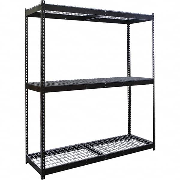 Hallowell - 3 Shelf Starter Wire Deck Open Steel Shelving - 500 Lb Capacity, 48" Wide x 84" High x 36" Deep, Black - Caliber Tooling