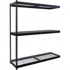 Hallowell - 3 Shelf Add-On Wire Deck Open Steel Shelving - 1 Lb Capacity, 60" Wide x 84" High x 24" Deep, Black - Caliber Tooling