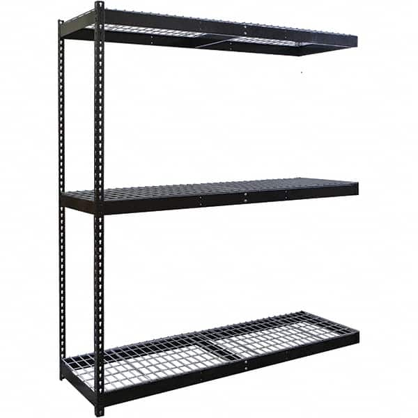 Hallowell - 3 Shelf Add-On Wire Deck Open Steel Shelving - 900 Lb Capacity, 48" Wide x 84" High x 18" Deep, Black - Caliber Tooling