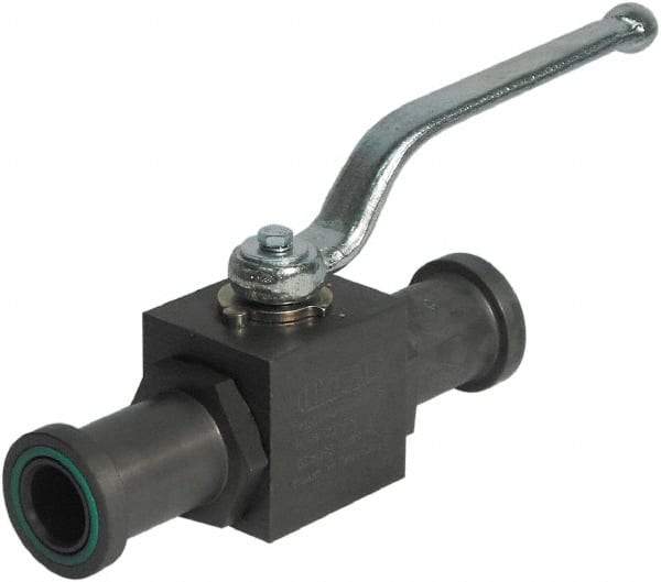 HYDAC - 3/4" Pipe, Full Port, Carbon Steel Full Port Ball Valve - Inline - Two Way Flow, SAE x SAE Ends, Offset Handle, 3,000 WOG - Caliber Tooling