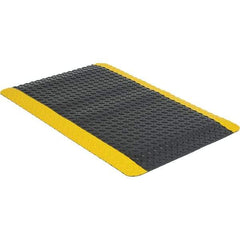 Wearwell - 3' Long x 2' Wide, Dry Environment, Anti-Fatigue Matting - Black with Yellow Borders, Vinyl with Urethane Sponge Base, Beveled on 4 Sides - Caliber Tooling