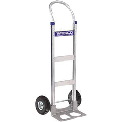 Wesco Industrial Products - 600 Lb Capacity 49" OAH Hand Truck - 14 x 7-1/2" Base Plate, Swept Back, Continuous Handle, Aluminum, Full Pneumatic Wheels - Caliber Tooling