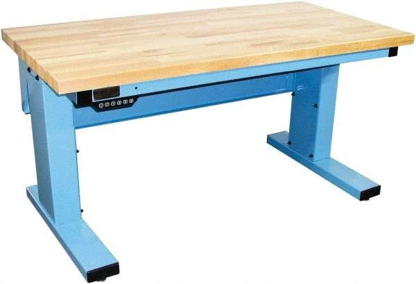 Proline - No Drawers, Work Bench - 1,000 Lb Capacity, Butcher Block Maple Top, Light Blue, 30" Wide x 30-1/2" High x 72" Long - Caliber Tooling