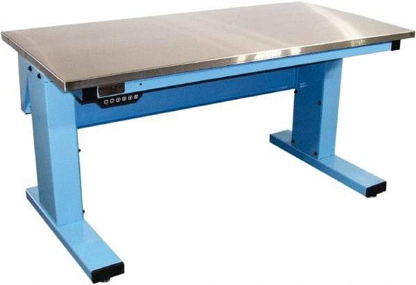 Proline - No Drawers, Work Bench - 1,000 Lb Capacity, Stainless Steel Top, Light Blue, 30" Wide x 30-1/2" High x 72" Long - Caliber Tooling