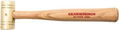 GearWrench - 1 Lb Nonsparking Brass Hammer - 10-1/2" OAL, 1-1/4" Face Diam, Hickory Handle - Caliber Tooling