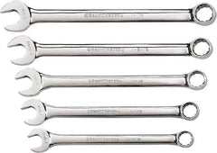 GearWrench - 5 Piece, 1-1/16" to 1-1/2", 12 Point Combination Wrench Set - Inch Measurement Standard, Chrome Finish - Caliber Tooling