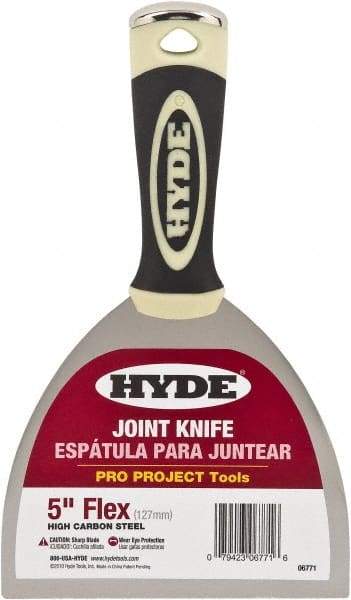 Hyde Tools - 5" Wide Flexible Blade Carbon Steel Joint Knife - Flexible, Polypropylene Handle - Caliber Tooling