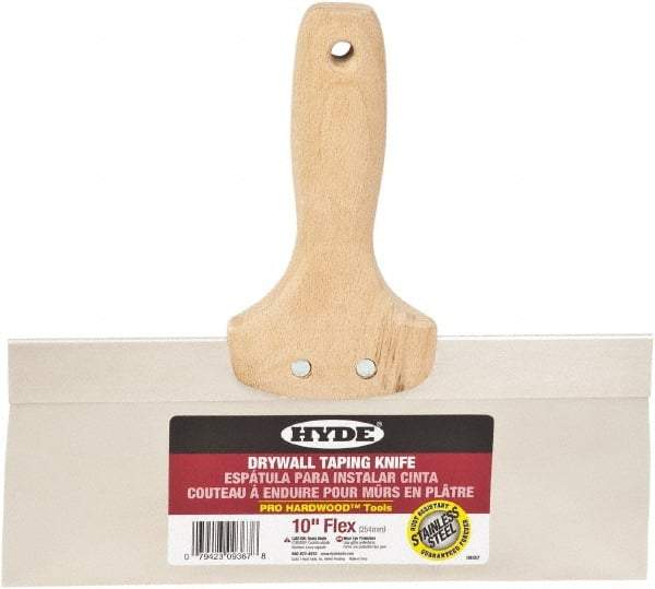 Hyde Tools - 10" Wide Flexible Blade Stainless Steel Joint Knife - Flexible, Hardwood Handle - Caliber Tooling