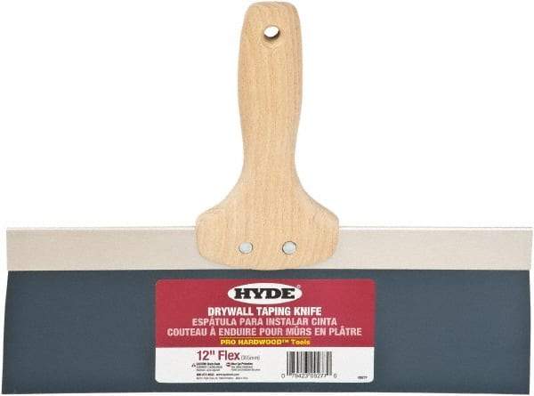 Hyde Tools - 12" Wide Flexible Blade Steel Joint Knife - Flexible, Hardwood Handle - Caliber Tooling