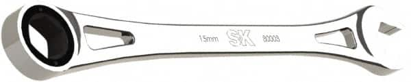 SK - 15mm 6 Point Combination Wrench - 10" OAL, Steel, Full Polish Finish - Caliber Tooling