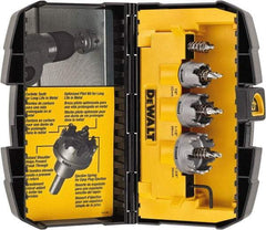 DeWALT - 5 Piece, 7/8" to 1-3/8" Saw Diam, Hole Saw Kit - Carbide-Tipped, Toothed Edge, Includes 3 Hole Saws - Caliber Tooling