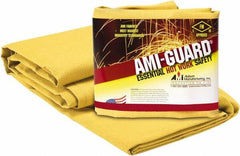 Auburn Mfr - 10' High x 8' Wide x 0.055" Thick Fiberglass Welding Curtain - Yellow, Grommet - Caliber Tooling