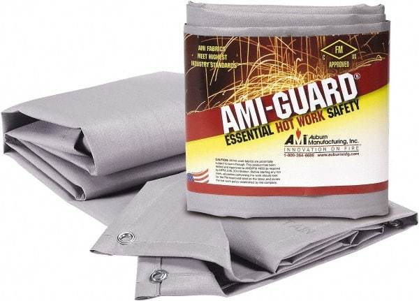 Auburn Mfr - 8' High x 6' Wide x 0.016" Thick Fiberglass Welding Curtain - Gray, Grommet - Caliber Tooling