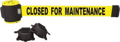 Banner Stakes - 30' Long x 2-1/2" Wide Nylon/Polyester Magnetic Wall Mount Barrier - Black on Yellow - Caliber Tooling