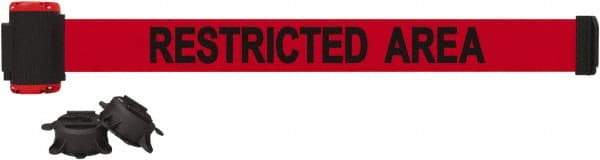 Banner Stakes - 7' Long x 2-1/2" Wide Nylon/Polyester Magnetic Wall Mount Barrier - Black on Red - Caliber Tooling