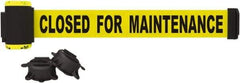 Banner Stakes - 7' Long x 2-1/2" Wide Nylon/Polyester Magnetic Wall Mount Barrier - Black on Yellow - Caliber Tooling