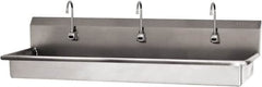 SANI-LAV - 65" Long x 16-1/2" Wide Inside, 1 Compartment, Grade 304 Stainless Steel (3) Person Wash-Station with Manual Faucet - 16 Gauge, 68" Long x 20" Wide x 21-1/2" High Outside, 5-1/2" Deep - Caliber Tooling