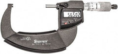 Starrett - Standard Throat IP67 Electronic Outside Micrometer - Ratchet Stop Thimble, Carbide Face, CR2032 Battery - Caliber Tooling