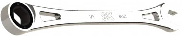 SK - 1/2" 6 Point Combination Wrench - 9.06" OAL, Steel, Full Polish Finish - Caliber Tooling