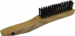 Gordon Brush - 4 Rows x 16 Columns Steel Scratch Brush - 4-3/4" Brush Length, 10" OAL, 1/8 Trim Length, Wood Shoe Handle - Caliber Tooling