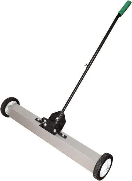 Shields Magnetics - 36" Long Push Magnetic Sweeper with Wheels - 4" Wide x 3" High x 36" Long, 7" Wheel Diam, 1 to 2" Clearance - Caliber Tooling