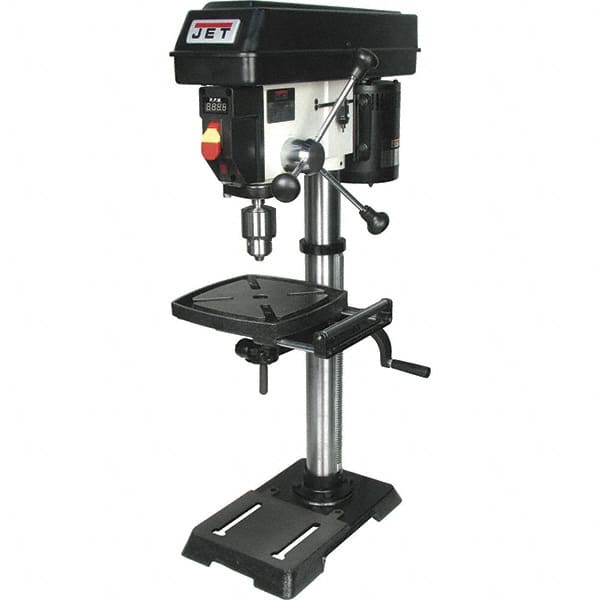 Jet - 12" Swing, Variable Speed Pulley Drill Press (Woodworking) - Variable Speed, 1/2 hp, Single Phase - Caliber Tooling